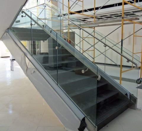 Glass Railing on Stairs - Side View