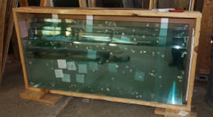  tempered glass being crated for export