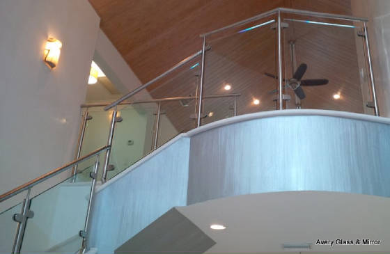 Glass railing with steel posts