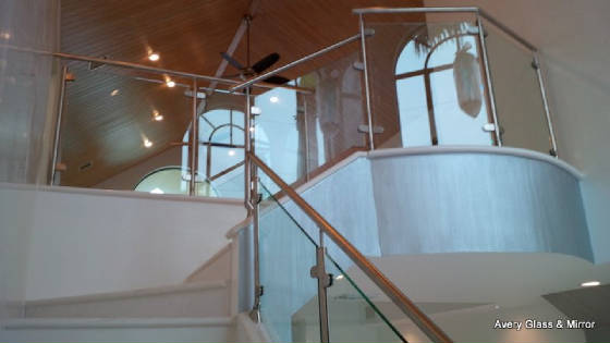 Glass railing with steel posts