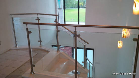 Glass railing with steel posts