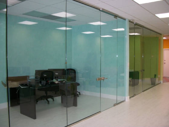 Tempered glass office partition